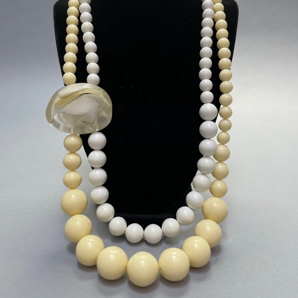 Anthropologie Chunky Double Strand Bead Necklace - Twist on Pearls